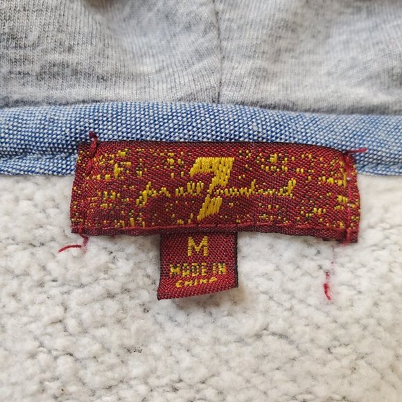 7 For All Mankind Boys Gray Pockets Full Zip Long Sleeve Hooded Jacket Size M - Picture 4 of 7